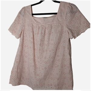 Pre-owned Talbots Light Pink Eyelet Blouse